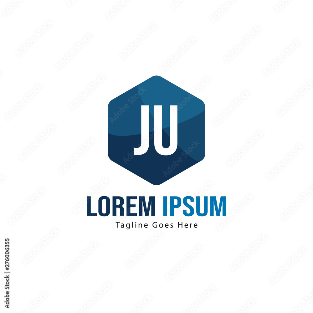 Initial JU logo template with modern frame. Minimalist JU letter logo vector illustration