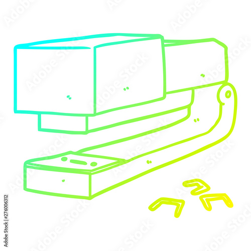 cold gradient line drawing cartoon office stapler