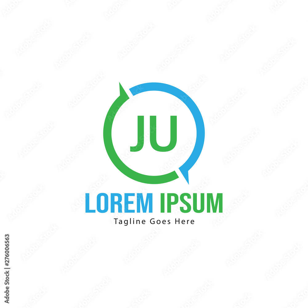Initial JU logo template with modern frame. Minimalist JU letter logo vector illustration Initial JU logo template with modern frame. Minimalist JU letter logo vector illustration