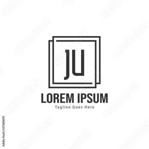 Initial JU logo template with modern frame. Minimalist JU letter logo vector illustration