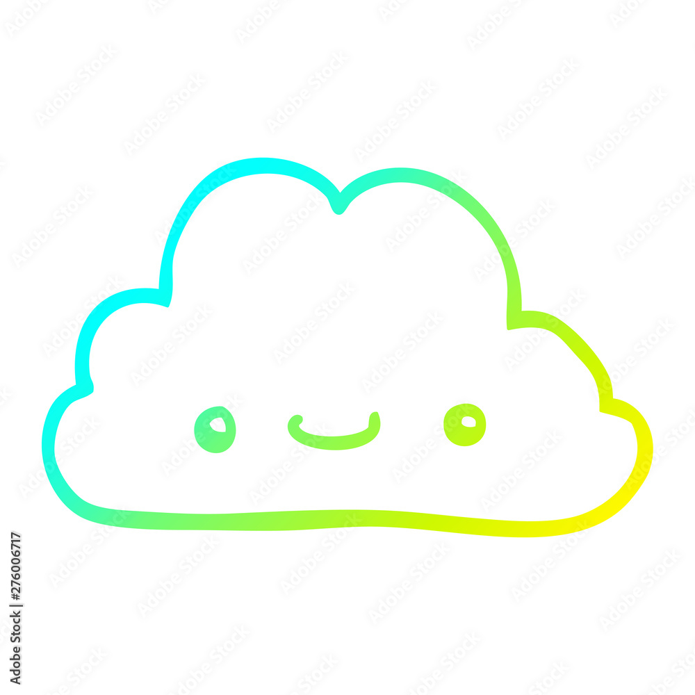 cold gradient line drawing cute cartoon cloud cold gradient line drawing cute cartoon cloud