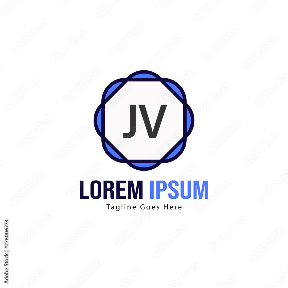 Initial JV logo template with modern frame. Minimalist JV letter logo vector illustration Initial JV logo template with modern frame. Minimalist JV letter logo vector illustration