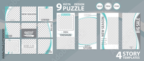 Trendy editable template for social networks stories and posts, vector illustration.
