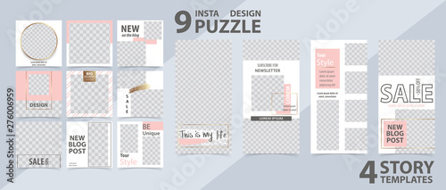 Trendy editable template for social networks stories and posts, vector illustration.