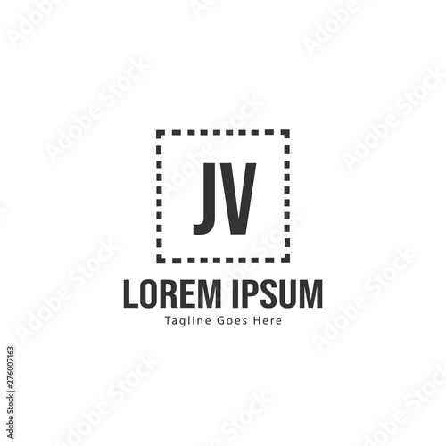 Initial JV logo template with modern frame. Minimalist JV letter logo vector illustration