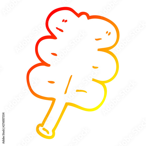 warm gradient line drawing cartoon autumnal leaf