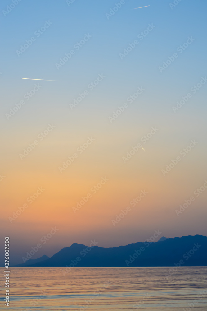 Fototapeta premium Sunset on Adriatic sea in Makarska, Croatia 