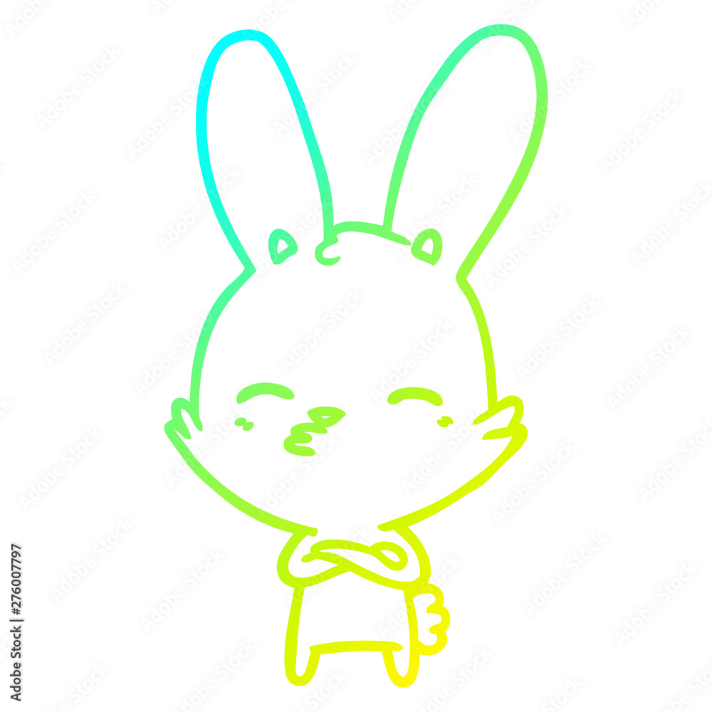 Obraz premium cold gradient line drawing curious bunny cartoon