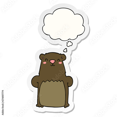 cartoon bear and thought bubble as a printed sticker