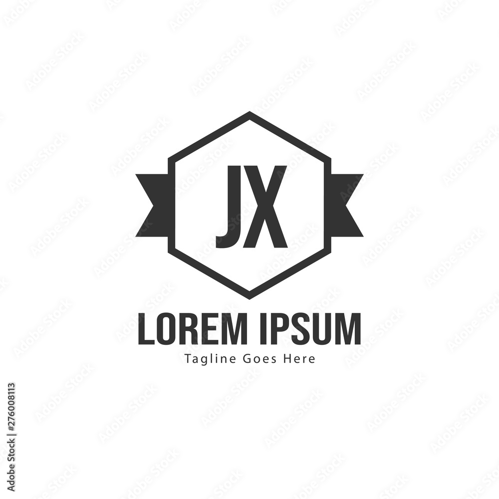 Initial JX logo template with modern frame. Minimalist JX letter logo vector illustration