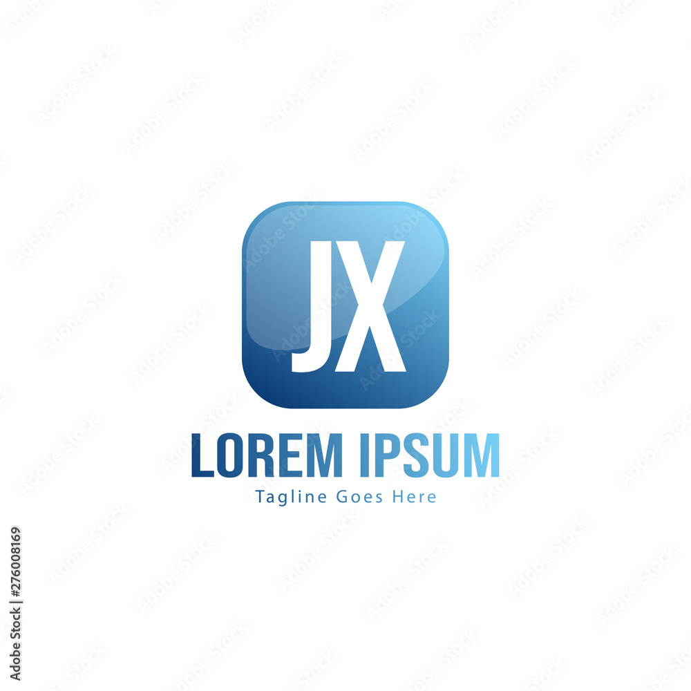 Initial JX logo template with modern frame. Minimalist JX letter logo vector illustration