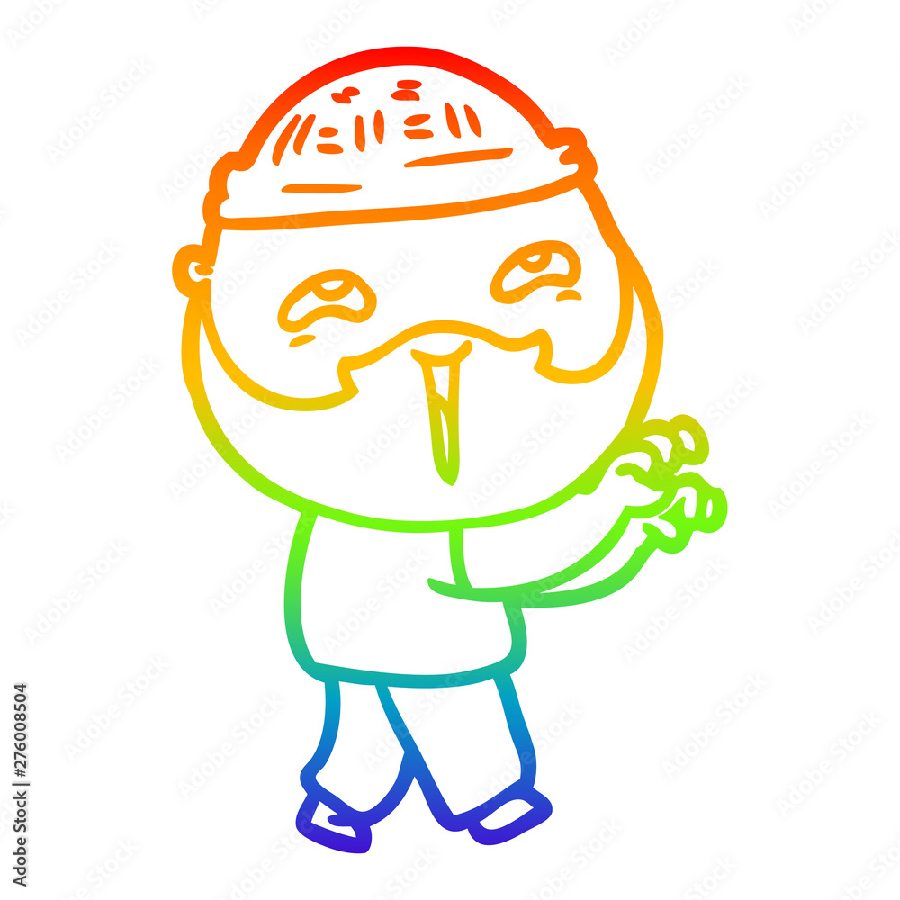 rainbow gradient line drawing cartoon happy bearded man rainbow gradient line drawing cartoon happy bearded man