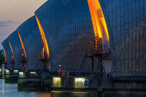 Thames Barrier, the world's second largest movable flood barrier. It protects London from environmental flooding from exceptionally high tides photo