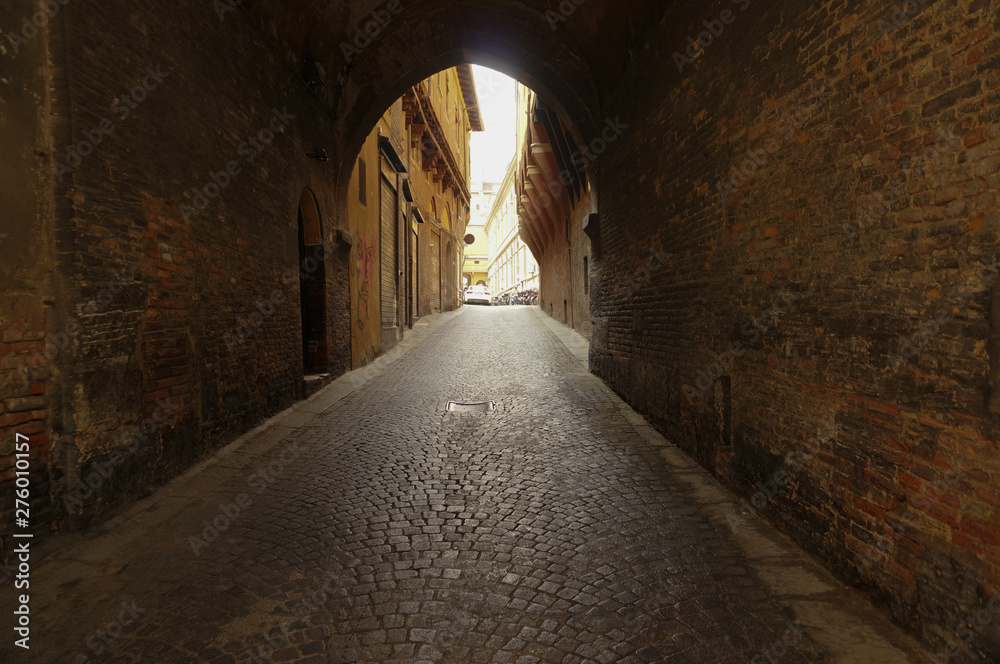 passage under the arch in a small european city