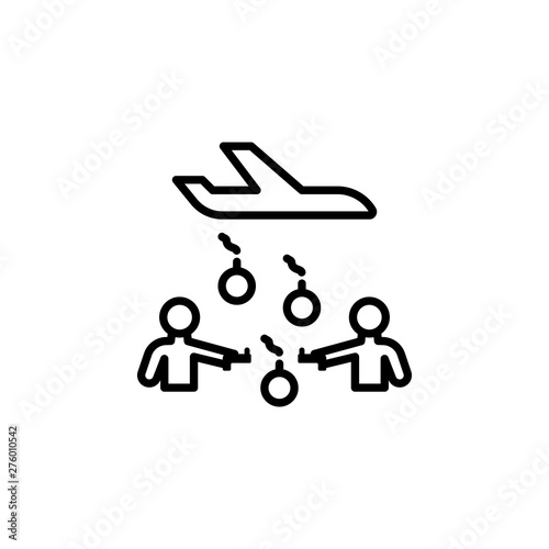 battle guns migration outline icon. element of migration illustration icon. signs, symbols can be used for web, logo, mobile app, UI, UX