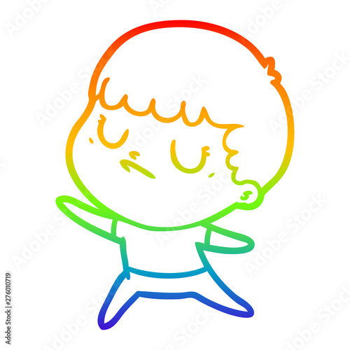 rainbow gradient line drawing cartoon grumpy boy
