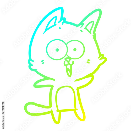 cold gradient line drawing funny cartoon cat