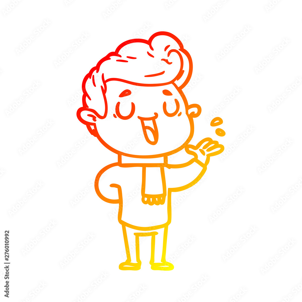 warm gradient line drawing happy cartoon man warm gradient line drawing happy cartoon man