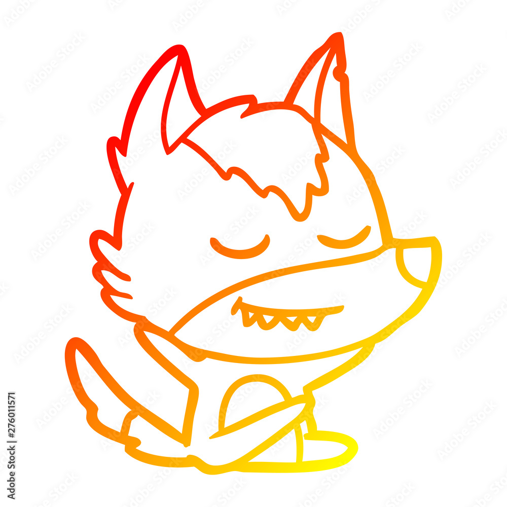 warm gradient line drawing friendly cartoon wolf sitting warm gradient line drawing friendly cartoon wolf sitting