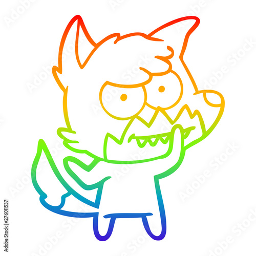 rainbow gradient line drawing cartoon grinning fox