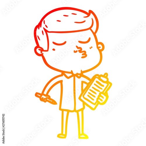 warm gradient line drawing cartoon model guy pouting