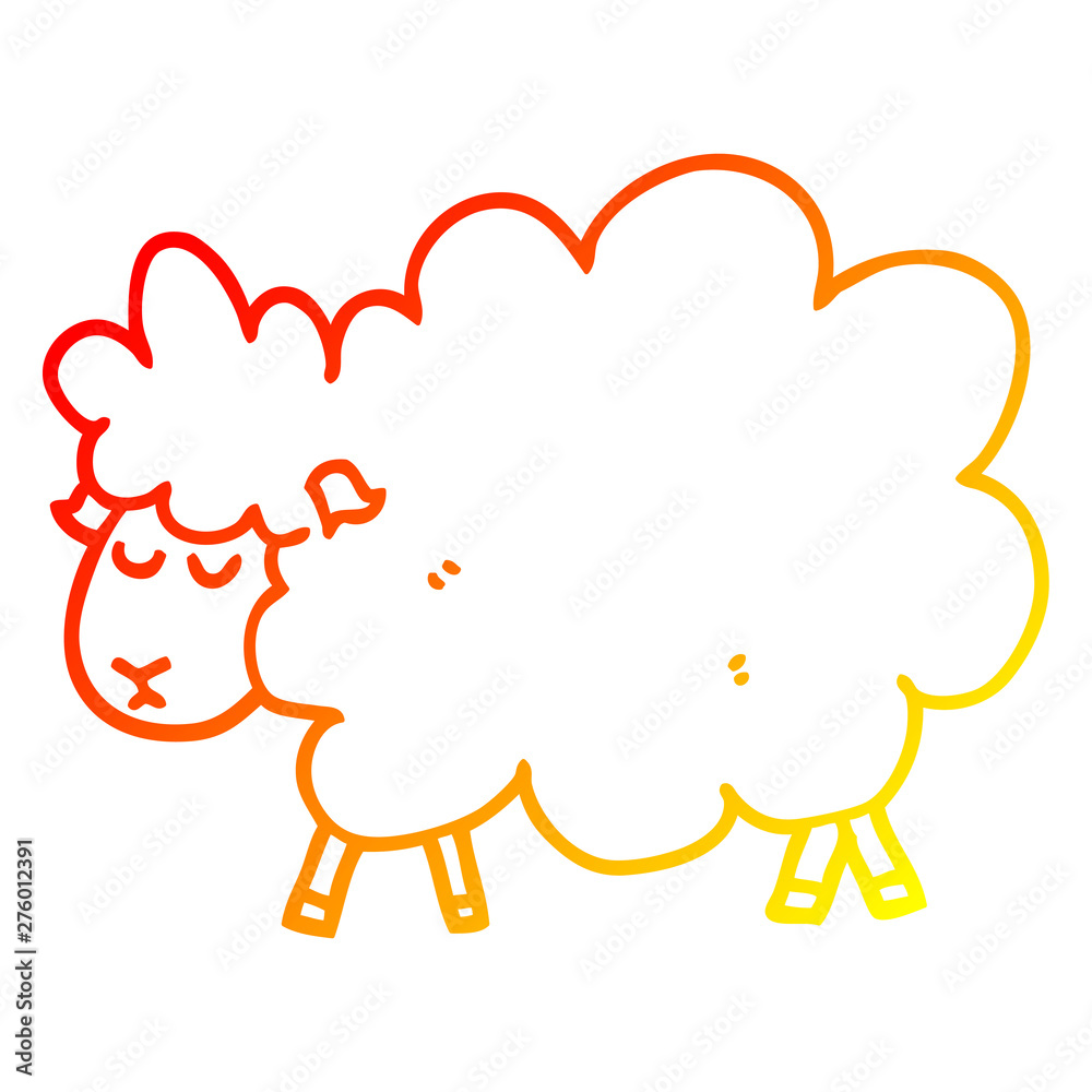 warm gradient line drawing cartoon sheep