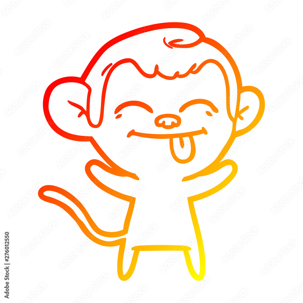 warm gradient line drawing funny cartoon monkey warm gradient line drawing funny cartoon monkey