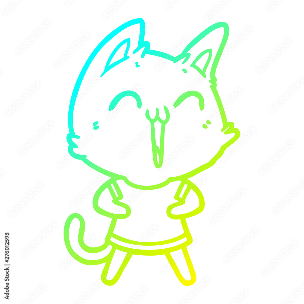 cold gradient line drawing happy cartoon cat cold gradient line drawing happy cartoon cat