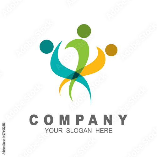 Teamwork people logo group of 3 people friendship