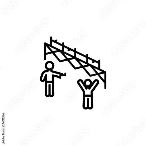 gun fence migration outline icon. element of migration illustration icon. signs, symbols can be used for web, logo, mobile app, UI, UX