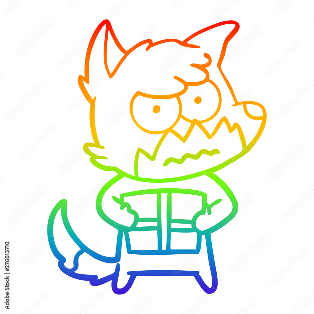 rainbow gradient line drawing cartoon annoyed fox rainbow gradient line drawing cartoon annoyed fox