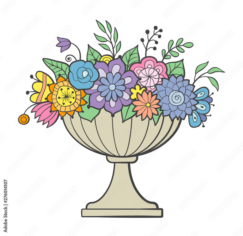 Cute flower in pot drawing decorative Royalty Free Vector-saigonsouth.com.vn