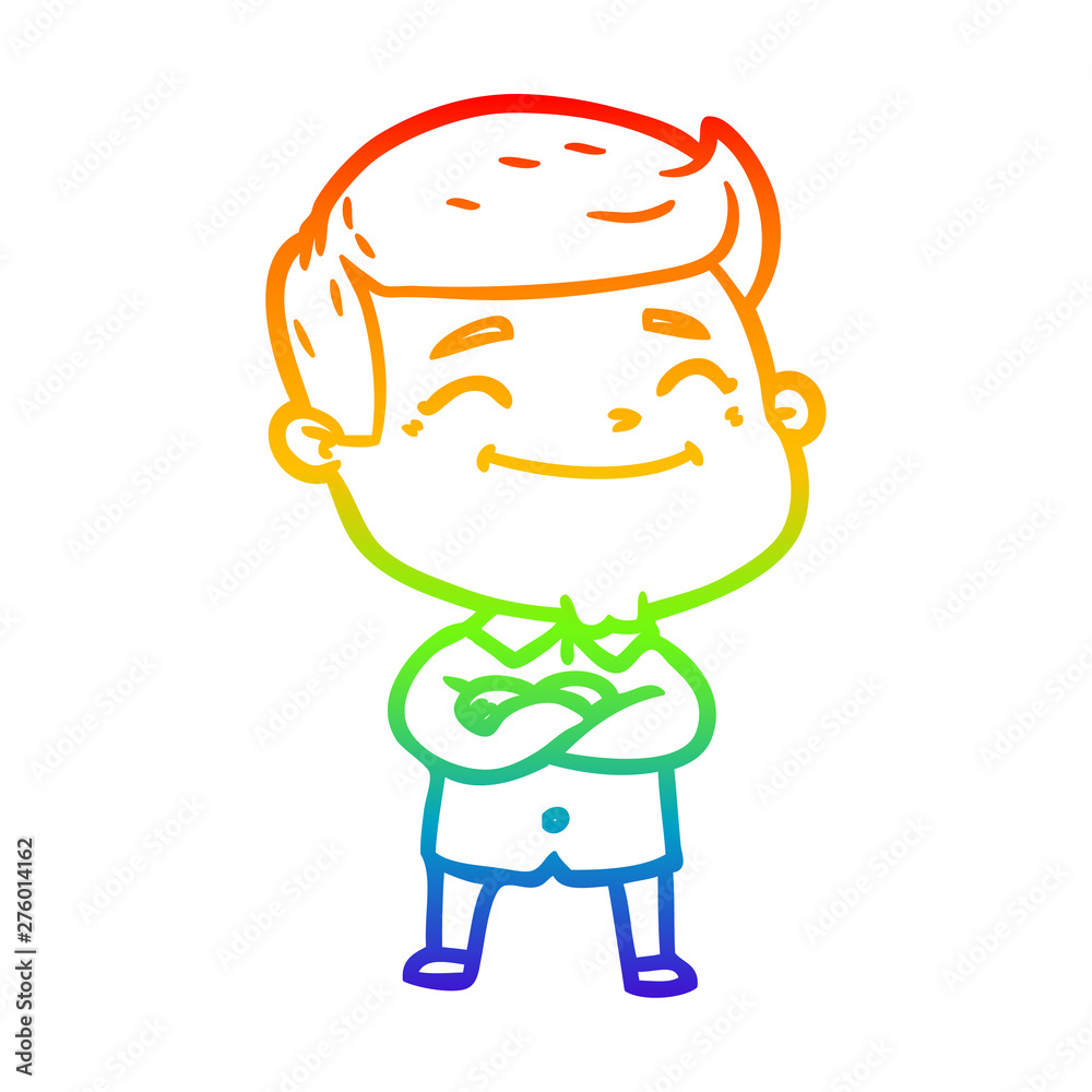 rainbow gradient line drawing happy cartoon man rainbow gradient line drawing happy cartoon man