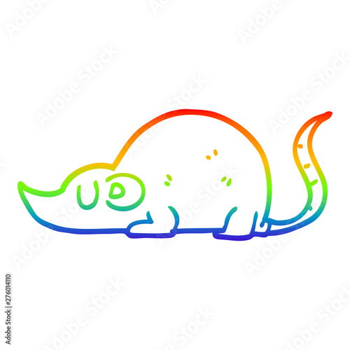 rainbow gradient line drawing cartoon mouse rat