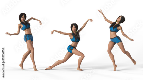 Dancing girl 3d rendering