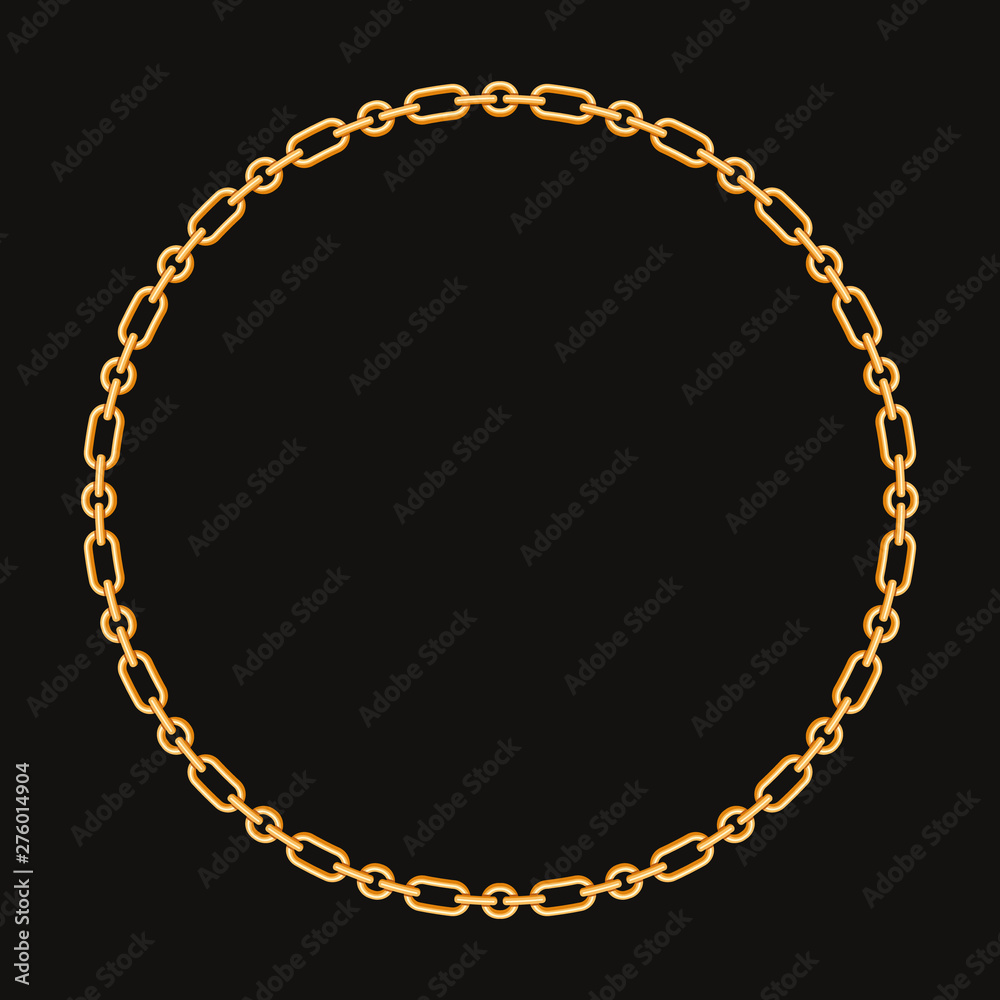 Round frame made with golden chain. On black. Vector illustration Round frame made with golden chain. On black. Vector illustration
