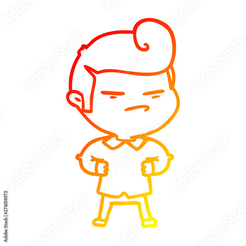 warm gradient line drawing cartoon cool guy with fashion hair cut
