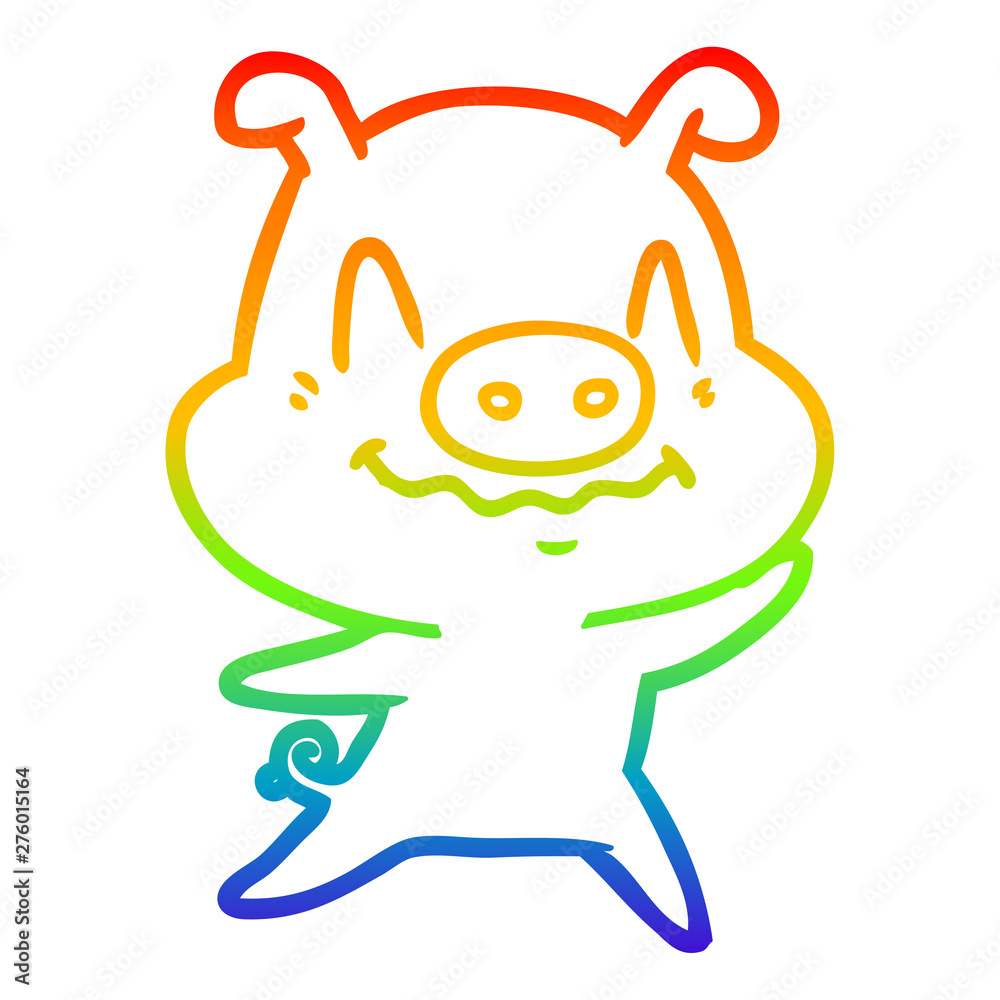 rainbow gradient line drawing nervous cartoon pig rainbow gradient line drawing nervous cartoon pig
