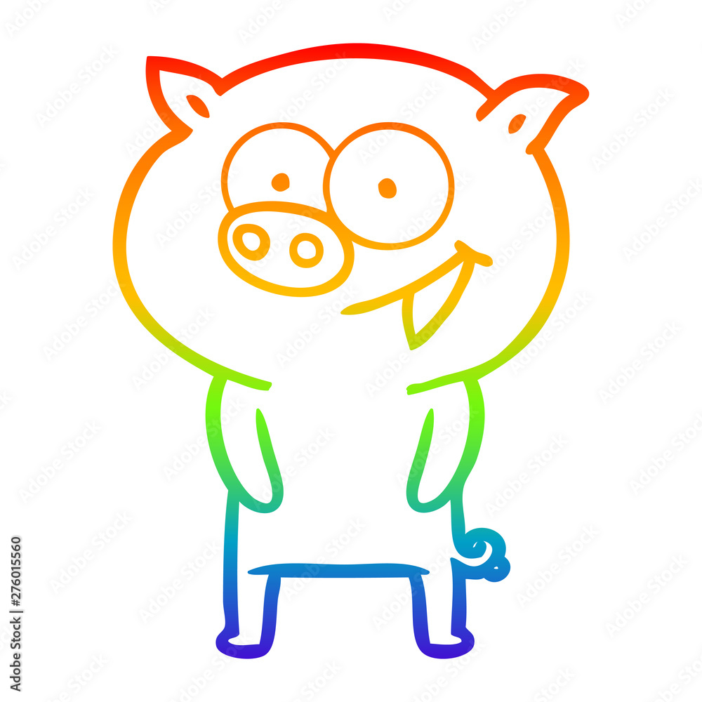 rainbow gradient line drawing cheerful pig cartoon rainbow gradient line drawing cheerful pig cartoon
