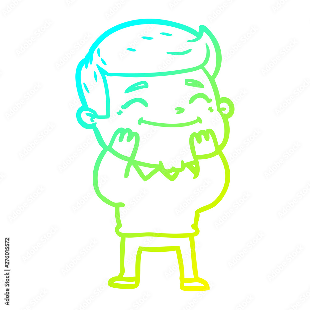 cold gradient line drawing happy cartoon man