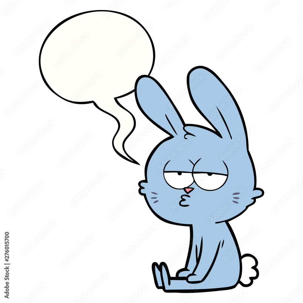 cute cartoon rabbit and speech bubble