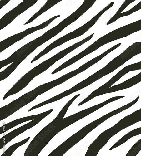 Vector seamless pattern of zebra stripes fur print black and white background