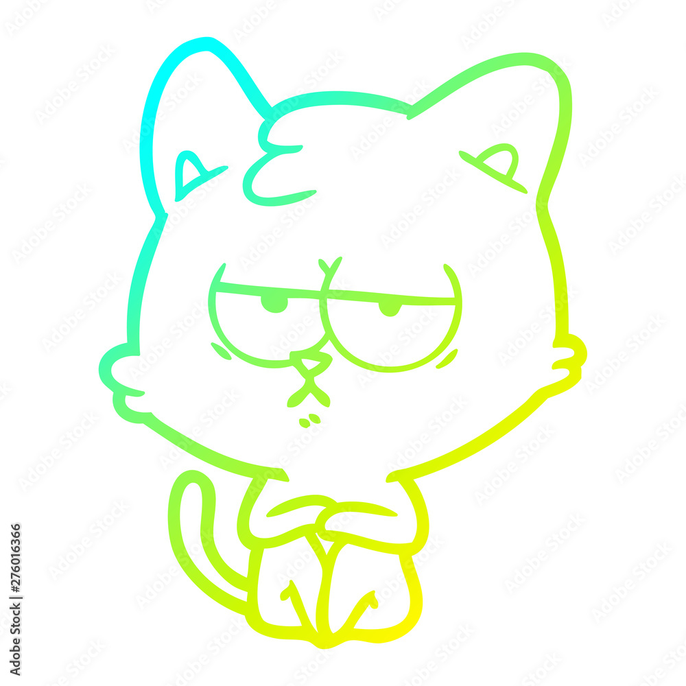 cold gradient line drawing bored cartoon cat cold gradient line drawing bored cartoon cat