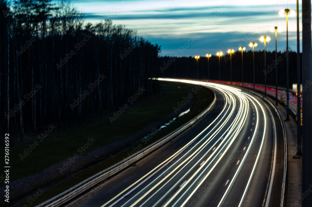 Slow shutter speed photo of ring road in Saint Petersburg