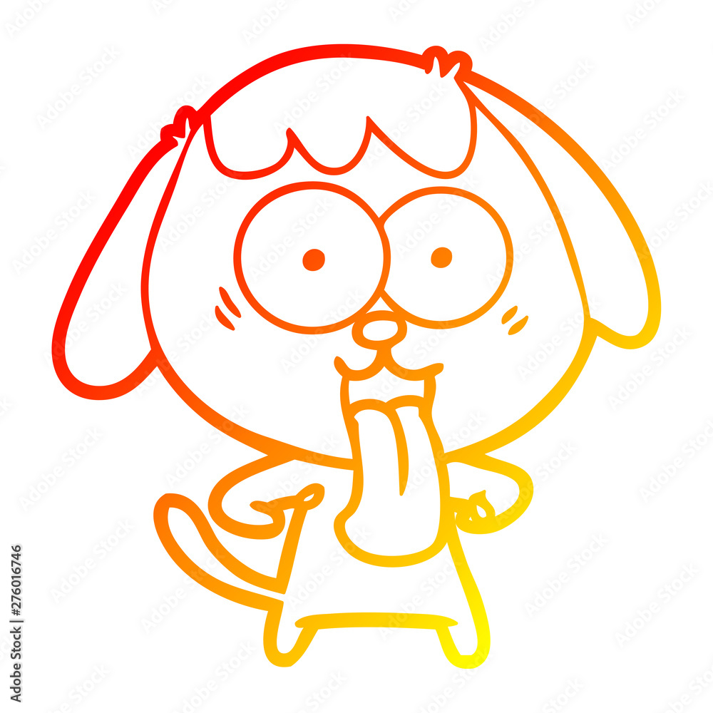 Obraz premium warm gradient line drawing cute cartoon dog