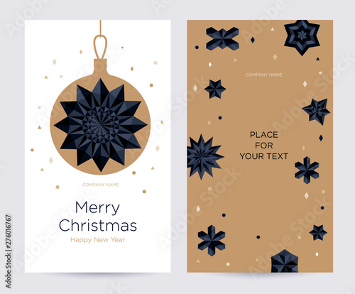 Christmas corporate greeting card.  Vector illustration. Trendy design template of leaflet cover, flayer, card, beauty salon, spa, restaurant, club.