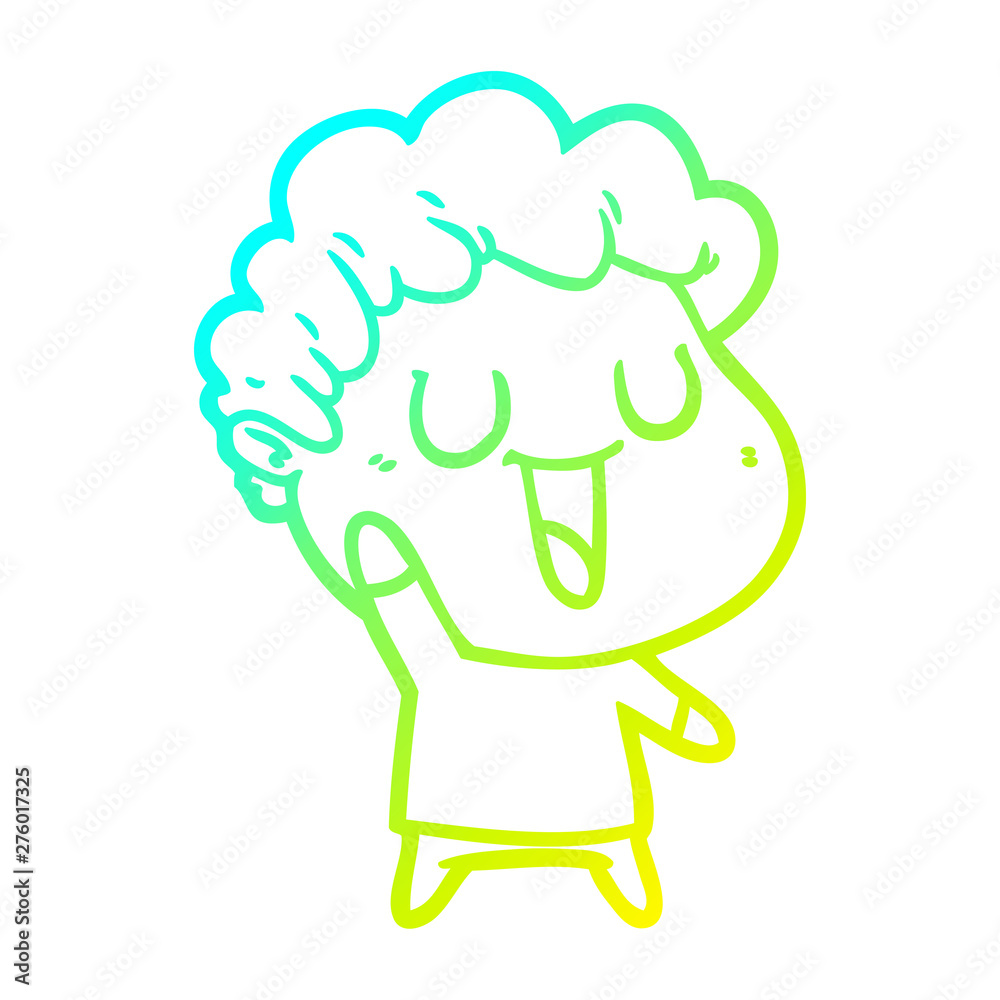 cold gradient line drawing laughing cartoon man
