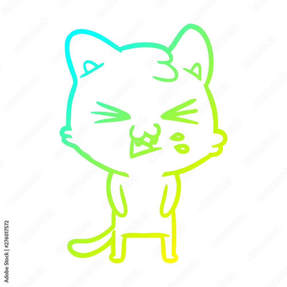 cold gradient line drawing cartoon cat hissing cold gradient line drawing cartoon cat hissing