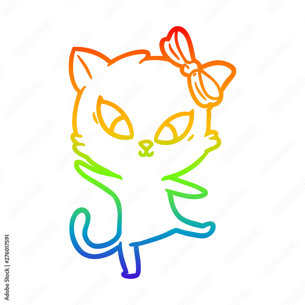 rainbow gradient line drawing cartoon cat rainbow gradient line drawing cartoon cat