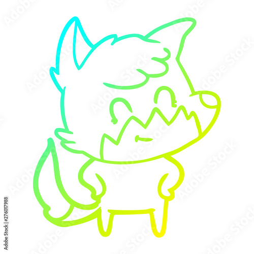 cold gradient line drawing cartoon friendly fox